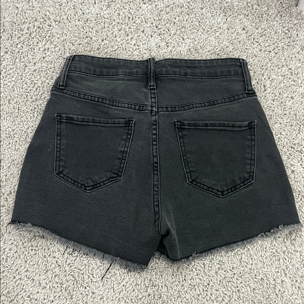 Anthropologie SONG Black Frayed Hem Denim Shorts - Picture 3 of 3